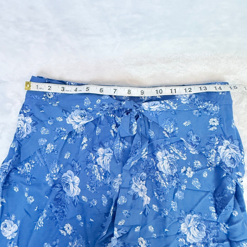 Simplee‎ Blue Floral Wrap Maxi Skirt Tassel Tie Boho Cottagecore Size S - Picture 8 of 11